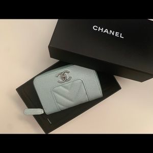 Authentic Chanel Cardholder! Baby blue, like new